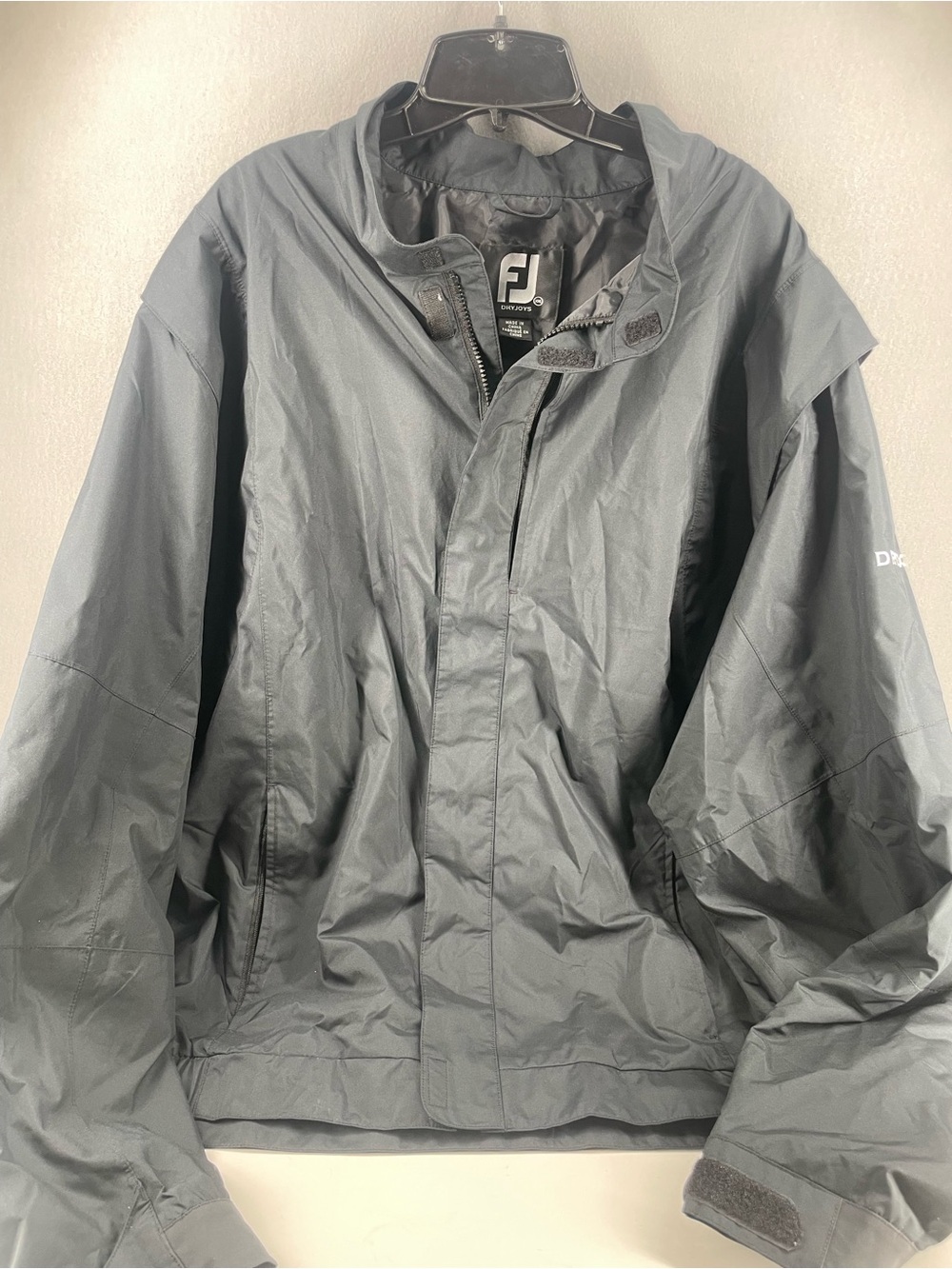 Footjoy Dryjoys Jacket Mens 2XL Black Golf Rain Full Zip Windbreaker Waterproof